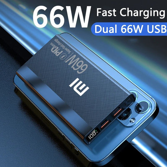 30000mAh Power Bank Built in Cable Mini PowerBank External Battery Portable Charger For iPhone Samsung